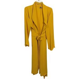 3729) Gibiu Woman Yellow.Long Sleeve Tie Front Long Duster Plus Size 1X